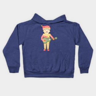 Cute santa claus boy playing guitar Kids Hoodie